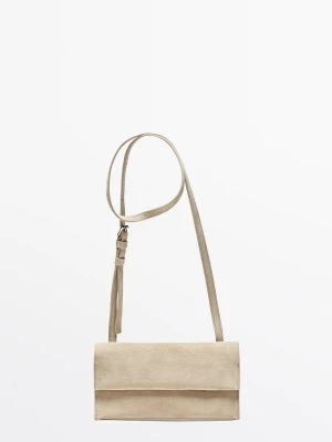 Torebka Listonoszka Z Zamszu - Ecru - Massimo Dutti - Female