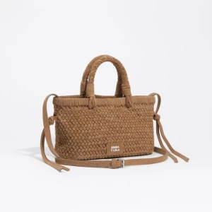 Torebka listonoszka zamsz pleciona camel BIMBA Y LOLA