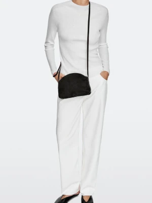 Torebka Listonoszka Ze Skóry Zamszowej - Czekoladowy - Massimo Dutti - Female