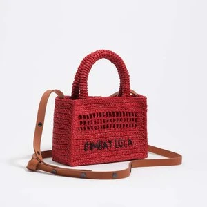 Torebka mini pleciona rafia czerwona BIMBA Y LOLA