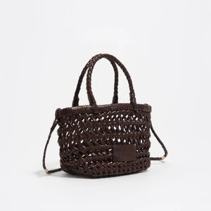 Torebka mini pleciona skóra ciemnobrązowa BIMBA Y LOLA