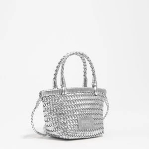 Torebka mini pleciona skóra srebrna BIMBA Y LOLA