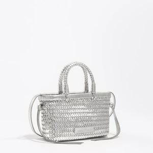 Torebka mini pleciona skóra srebrna BIMBA Y LOLA