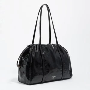 Torebka na ramię duża laminowany nylon bakłażan BIMBA Y LOLA