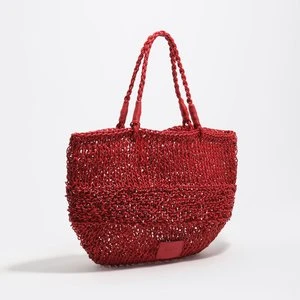 Torebka na ramię średnia pleciona skóra czerwona BIMBA Y LOLA