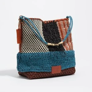 Torebka na ramię średnia pleciona skóra wielobarwna BIMBA Y LOLA