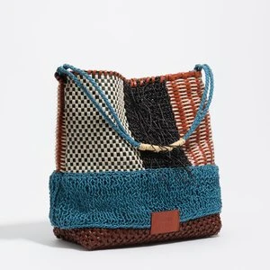 Torebka na ramię średnia pleciona skóra wielobarwna BIMBA Y LOLA