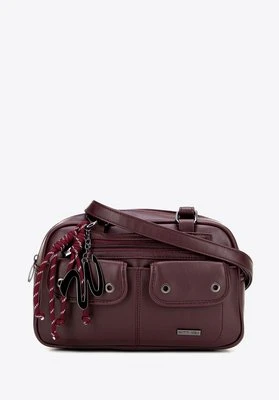 Torebka na ramię z imitacji skóry z kieszonkami bordowa Wittchen