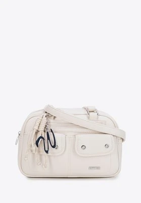 Torebka na ramię z imitacji skóry z kieszonkami kremowa Wittchen