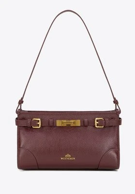 Torebka na ramię ze skóry naturalnej o fakturze groszkowej bordowa Wittchen