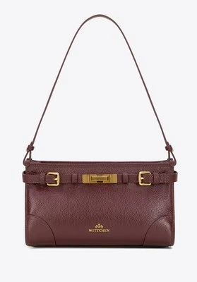 Torebka na ramię ze skóry naturalnej o fakturze groszkowej bordowa Wittchen