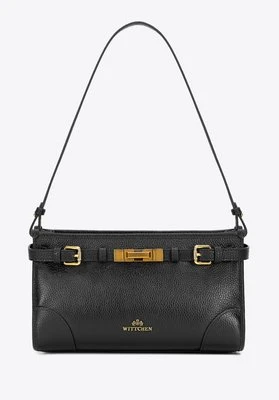 Torebka na ramię ze skóry naturalnej o fakturze groszkowej czarna Wittchen
