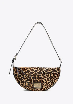 Torebka na ramię ze skóry naturalnej w motyw zwierzęcy czarno - brązowa Wittchen