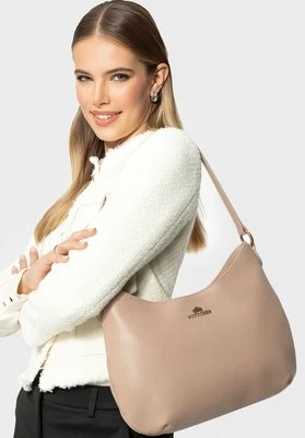 Torebka na ramię ze skóry z łańcuszkiem beżowa Wittchen