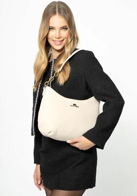 Torebka na ramię ze skóry z łańcuszkiem kremowa Wittchen