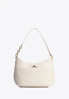 Torebka na ramię ze skóry z łańcuszkiem kremowa Wittchen