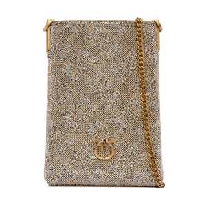 Torebka na telefon PINKO Phone Case Monogram Full Strass AI 25-26 PCPL 105358 A20D Złoty