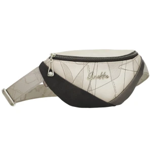 Torebka nerka damska Anekke, nerka z zamkiem błyskawicznym i regulowanym paskiem ozdobiona subtelnym nadrukiem oraz metalowym logo, beżowa, 42815-745