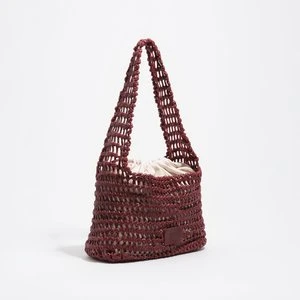 Torebka pleciona średnia skóra ciemnowiśniowa BIMBA Y LOLA