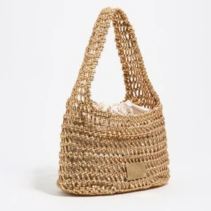 Torebka pleciona średnia skóra złota BIMBA Y LOLA