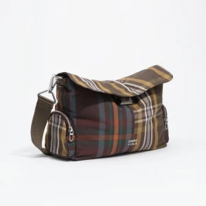 Torebka Pocket klapa duża tartan czekoladowo-zielona BIMBA Y LOLA
