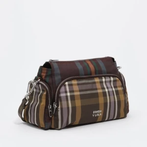 Torebka Pocket mała tartan czekoladowo-zielona BIMBA Y LOLA