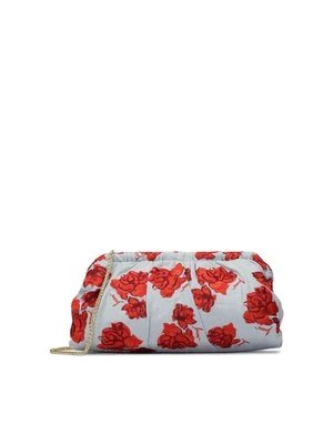 Torebka pouch bag z niebieskiej tkaniny w czerwone kwiaty Kazar
