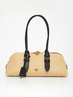 Torebka rattanowa Bowling Baguette Big PINKO