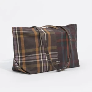 Torebka shopper średnia tartan czekoladowo-zielona BIMBA Y LOLA
