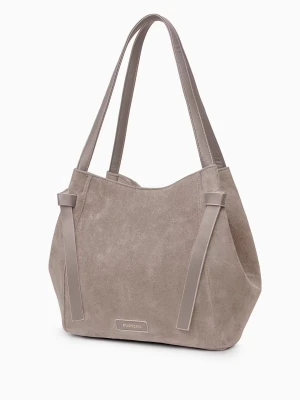 Torebka shopper z ekologicznego zamszu beżowa Puccini