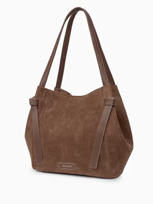 Torebka shopper z ekologicznego zamszu brązowa Puccini