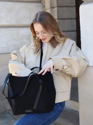 Torebka shopper z ekologicznego zamszu czarna Puccini