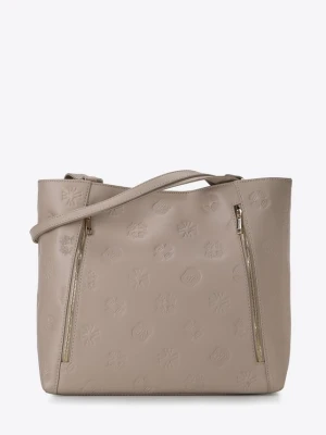 Torebka shopperka skórzana w monogram z pionowymi suwakami Wittchen beżowy