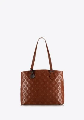 Torebka shopperka skórzana wytłaczana brązowa Wittchen