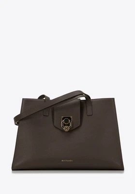 Torebka shopperka skórzana z ozdobną klamrą taupe Wittchen