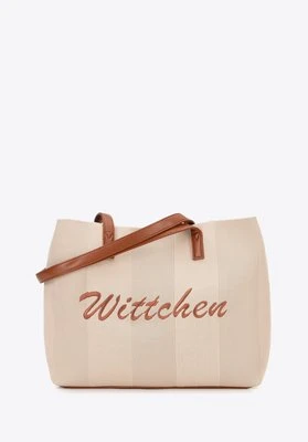 Torebka shopperka z elementami ekoskóry beżowo - brązowa Wittchen