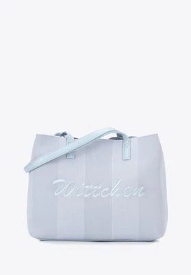 Torebka shopperka z elementami ekoskóry niebieska Wittchen