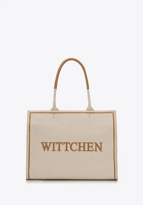 Torebka shopperka z tkaniny usztywniona beżowa Wittchen
