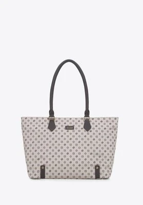 Torebka shopperka z żakardu z opaskami ze skóry beżowa Wittchen