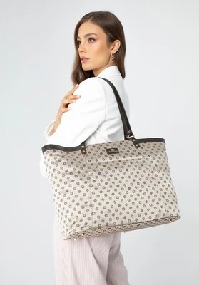 Torebka shopperka żakardowa w monogram beżowa Wittchen