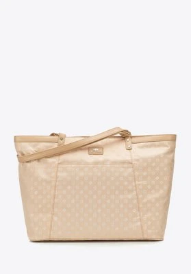 Torebka shopperka żakardowa w monogram kremowa Wittchen