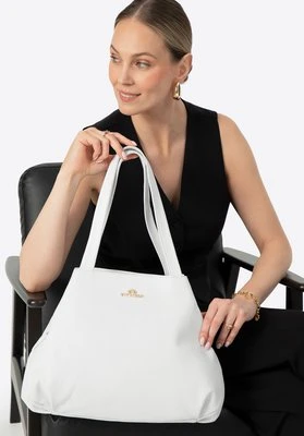 Torebka shopperka ze skóry naturalnej groszkowej biała Wittchen