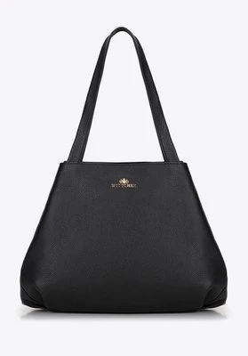 Torebka shopperka ze skóry naturalnej groszkowej czarna Wittchen