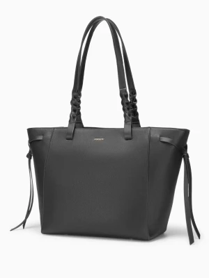 Torebka shopperka ze splotem na rączkach czarna Puccini