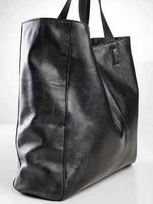Torebka skórzana typu shopper XXL BonPrix czarny