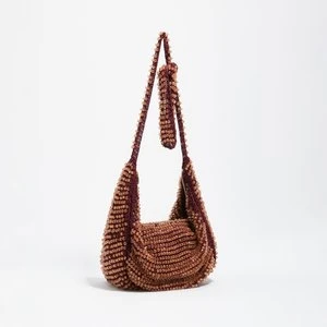 Torebka szydełkowa mała bordowe koraliki BIMBA Y LOLA