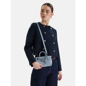 Torebka Tommy Hilfiger American Icon Micro Tote Suede AW0AW18853 Błękitny