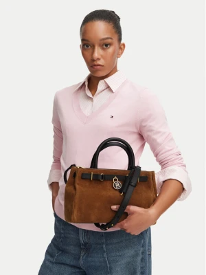 Torebka Tommy Hilfiger American Icon Mini Tote Suede Le AW0AW18202 Brązowy jasny