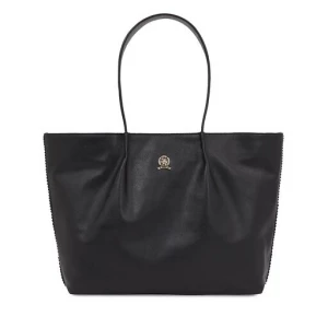 Torebka Tommy Hilfiger Crest Leather Tote AW0AW15230 Black BDS