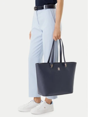 Torebka Tommy Hilfiger Emblem Shopper AW0AW15178 Granatowy